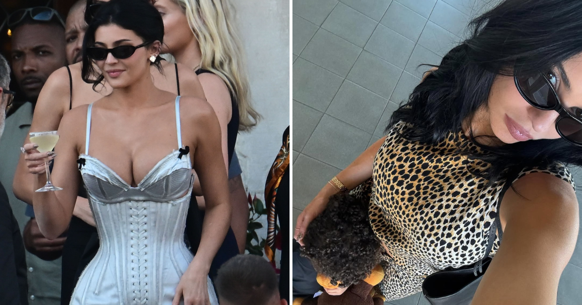 Kylie Jenner attends Jeff Bezos wedding in off-white dress
