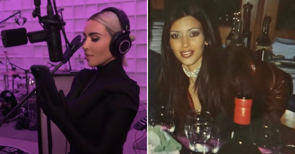 Kim Kardashian recording a song