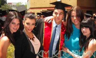 Rob Kardashian with Kris and Kylie Jenner, Kim Kardashian and Khloe Kardashian
