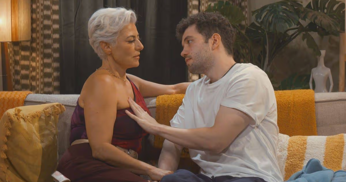 Virgin Island star touches chest of surrogate partner