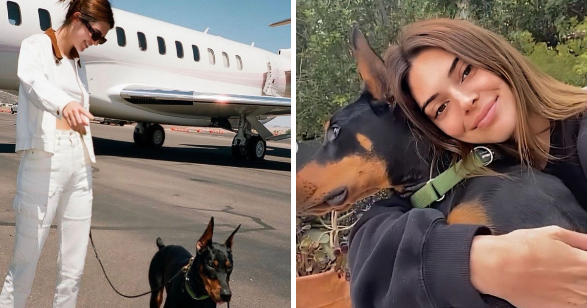 Kendall Jenner with her Doberman