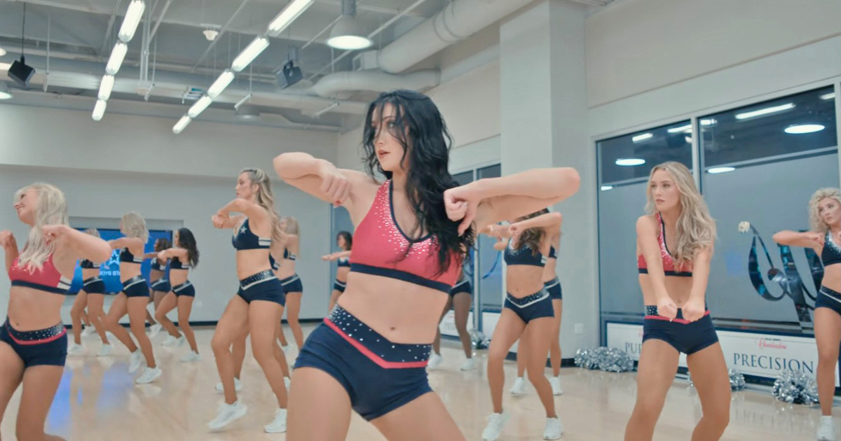 emily a at training camp with the dallas cowboys cheerleaders