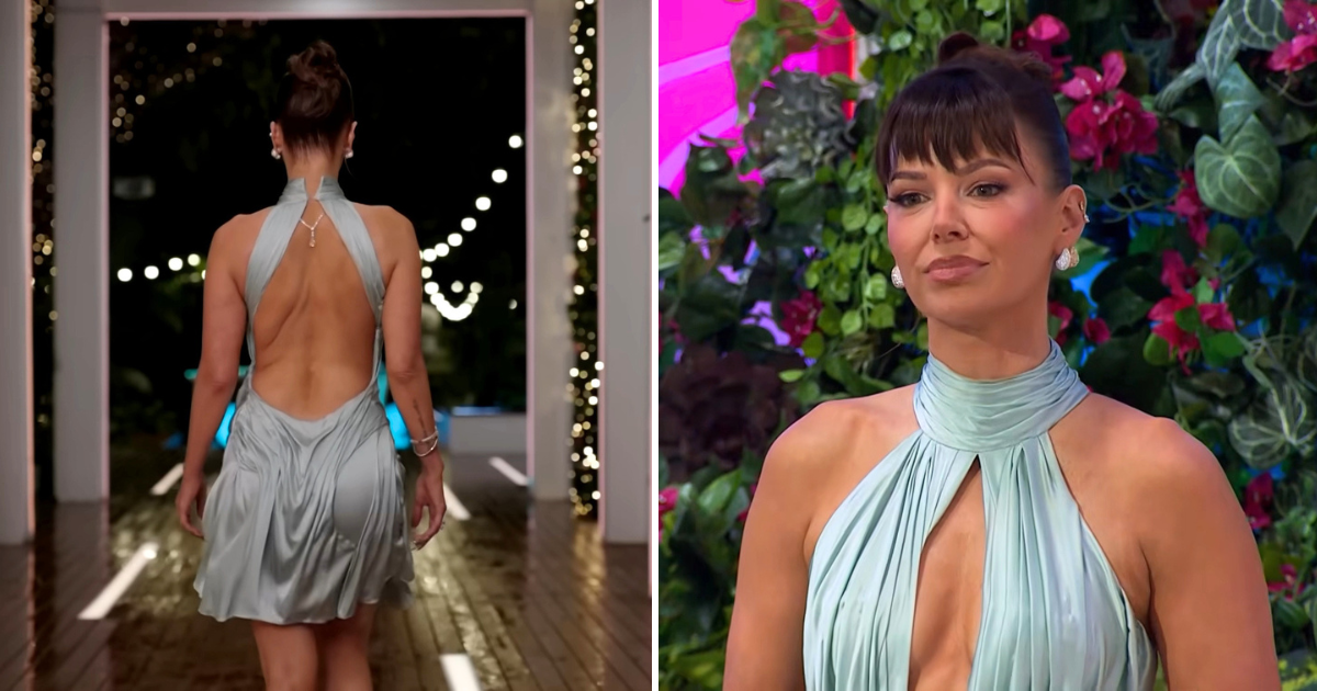 ariana cyan silk wet look dress