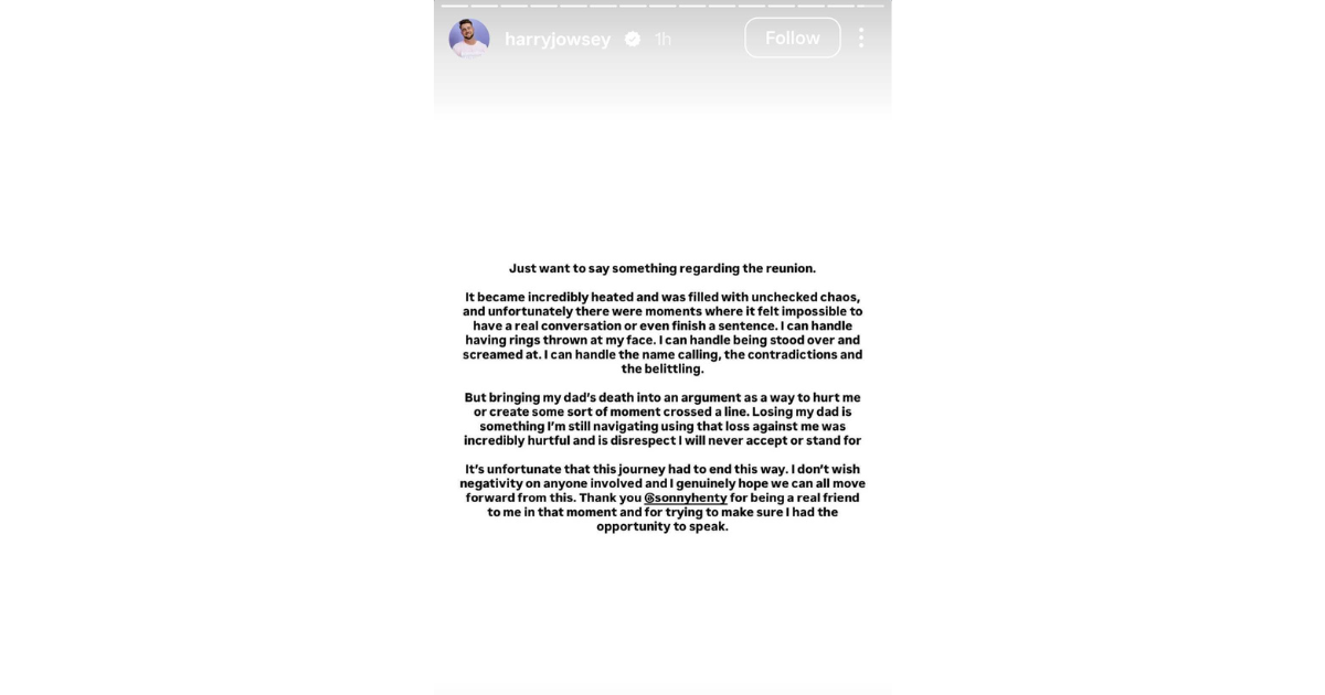 Harry said Amber 'crossed the line' in a statement following the chaotic Let’s Marry Harry reunion