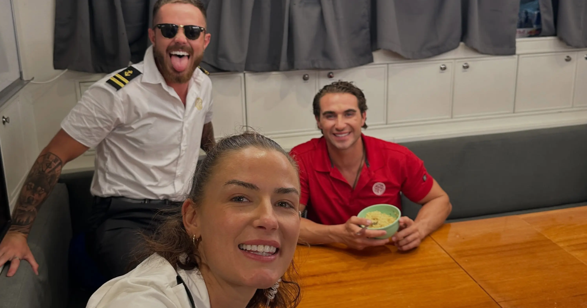 Aesha, Nathan and Joe on Below Deck Med